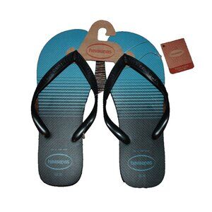 Havaianas Top Basic Flip Flops Men’s Size 13 Black Nautical Blue NEW NWT